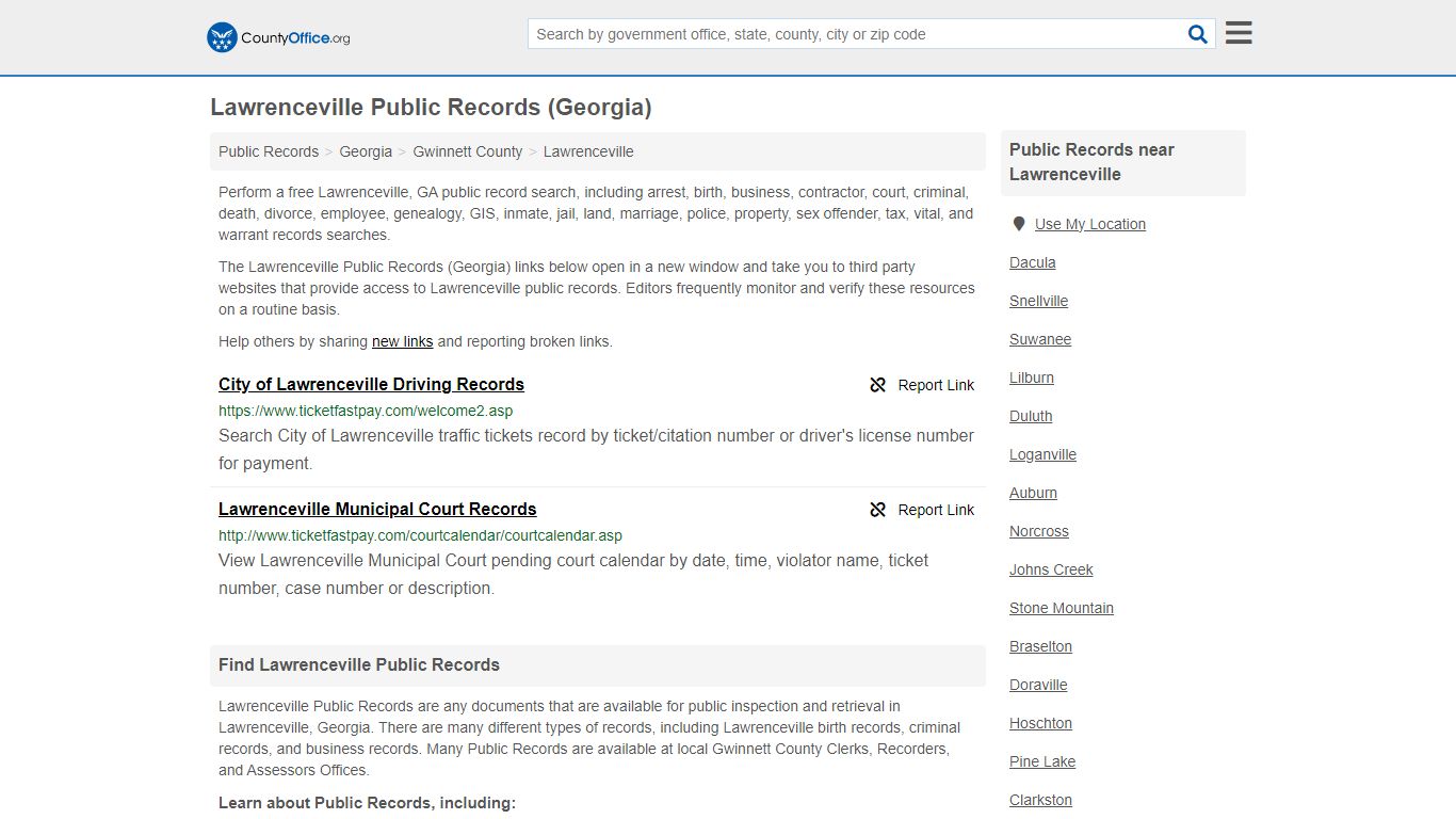 Public Records - Lawrenceville, GA (Business, Criminal, GIS, Property ...